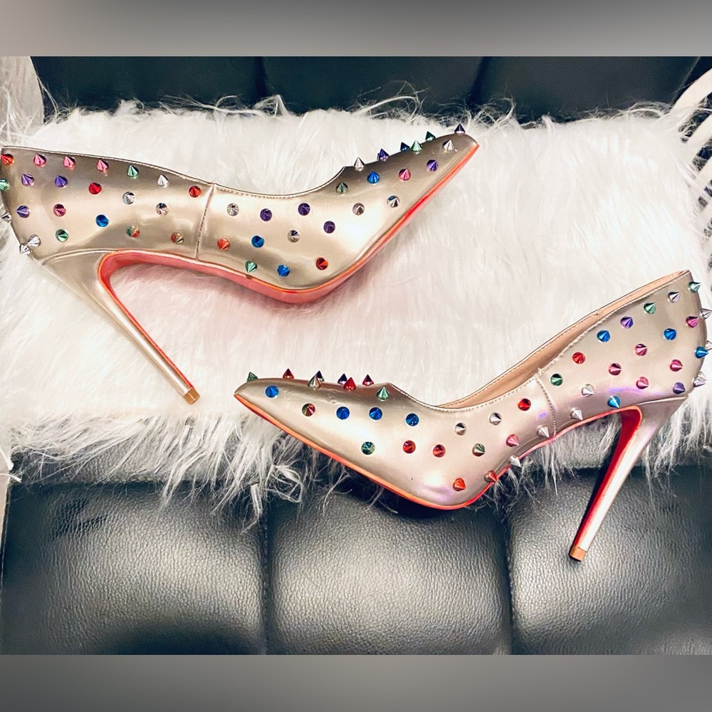 Women Custom Red Bottom Sexy Heels Pumps Studded Rivet Party Wedding Shoes - Picture 6 of 13